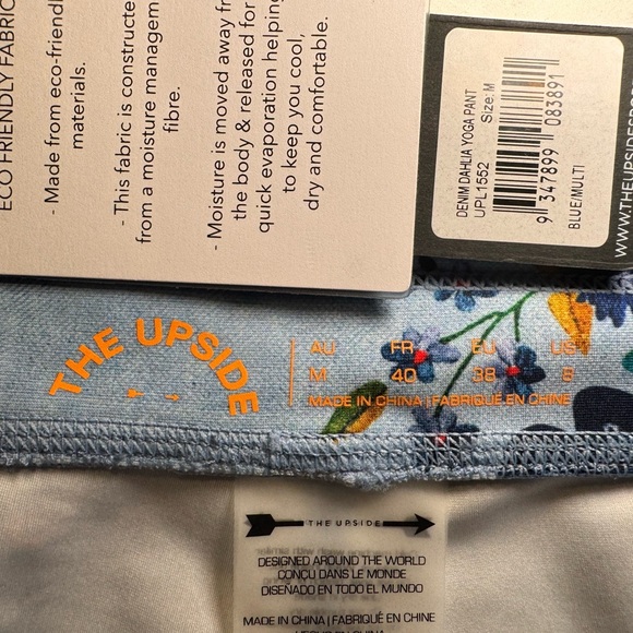 The Upside Leggings Denim Dahlia Performance Leggings Floral Print Sporty Preppy - Picture 9 of 9